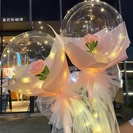 Bubble balls, glowing Little prince roses, street flower bouquets, popular balloons, flashing balls, wholesale flower wrapping bubble balls from the manufacturer Bubble balls, glowing Little prince roses, street flower bouquets, popular balloons, flashing balls, wholesale flower wrapping bubble balls from the manufacturer
